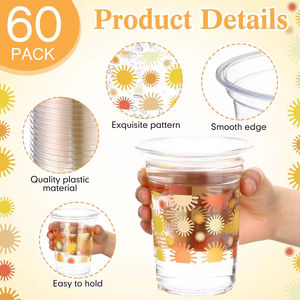 Singhoow 50 Pcs <b>16</b> oz Sunflower Disposable Plastic Cups Clear Cold Drinking Tumblers for <b>Birthday</b> Parties Home Office 90mm - Product Image 3