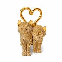 Statue de couple de chats en résine, figurine avec queues en forme de cœur, sculpture de chat romantique, ornement de bureau, cadeau de la Saint-Valentin, décoration artisanale pour la maison