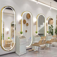 Miroir de Salon de Coiffure et de Maquillage LED Mural Doré Grand Format – Nouveauté Promotionnelle pour Salons de Beauté et Barbiers