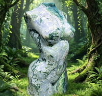 Grande sculpture de torse féminin en agate mousse naturelle de 61 cm, statue de dame en cristal unique, pierre de guérison, décoration d'intérieur