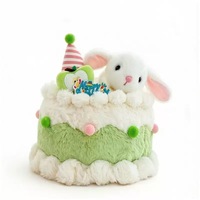 Creatief gesimuleerd verjaardagstaart pluche poppenbeeldje PP-katoenvulling Klein dier Fruitcake Ragdoll-ontwerp 27x23cm Unisex 14+