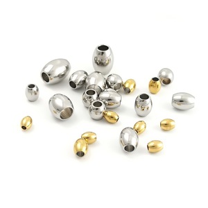 Stainless Steel Oval Beads Through Hole <b>Spacer</b> Beads For Bracelets Necklaces DIY Jewelry Making Accessories - Product Image 1