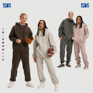 Venta al por mayor de alta calidad Unisex 2 piezas Casual sólido logotipo personalizado 345G Tallas grandes Sudaderas con capucha de gran tamaño Pantalones Conjuntos para hombres - Product Image 4