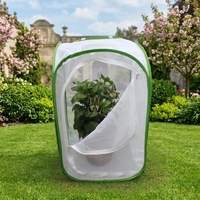 Cage à insectes pliable écologique à motif uni avec fermeture éclair et plateau en plastique pour filet à papillons