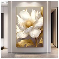 Moderne luxe abstrait or blanc Rose mur Art salon 3D fleur photo décor à la maison suspendu cristal porcelaine peinture