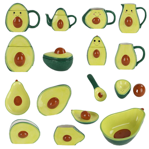 Tetera con diseño de fruta y GINGHAM pintada a mano, manzana, uva, Lima, limón y plátano, cerámica - Product Image 2