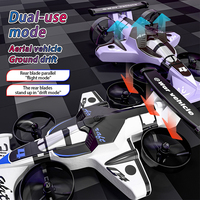 Voiture de course RC 2 en 1 et drone pour enfants et adultes débutants, mode de vol et de dérive à télécommande LED, EPP, double usage terre et air