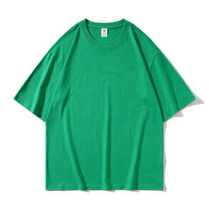 เสื้อยืดผู้ชายสีเขียว แขนสั้น คอกลม แต่งขอบตัดกัน ทรงปกติ สวมใส่สบาย สีพื้น ผ้าฝ้าย - Product Image 4