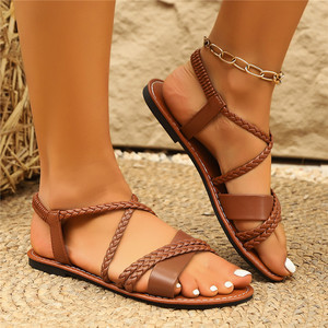 Sandali piatti da donna di design per l'estate, traspiranti, antiscivolo, casual, da indossare a <span class=keywords><strong>piedi</strong></span> <span class=keywords><strong>nudi</strong></span> per l'esterno e la primavera - Ordine all'ingrosso - Product Image 5