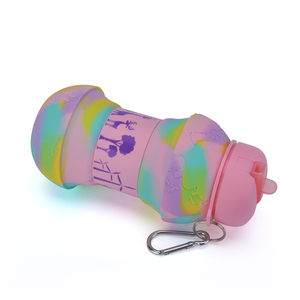 Large Leak-Proof Flip-Up Spout Silicone <b>Water</b> <b>Bottle</b> for Kids Cute Style with Tritan PC Materials Reusable Camping Cap Accessory - Product Image 3