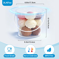 Seau en plastique transparent avec couvercle, hermétique, de qualité alimentaire, OEM&ODM, 900 ml, 1 L, 2 L, 3 L, 4 L, 5 L, pour noix, yaourt, bonbons, confiture