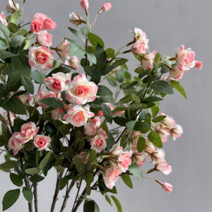 C168 Vente en gros de bouquets de fleurs artificielles en soie multi-têtes, <span class=keywords><strong>mini</strong></span> roses blanches pour centres de table de mariage, vases et décorations de table - Product Image 2