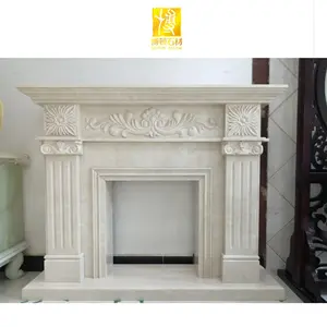 BOTON STONE Modern Hand Carving Stone Cheap Indoor Fireplace Surround Decorative Marble Fireplace Mantle