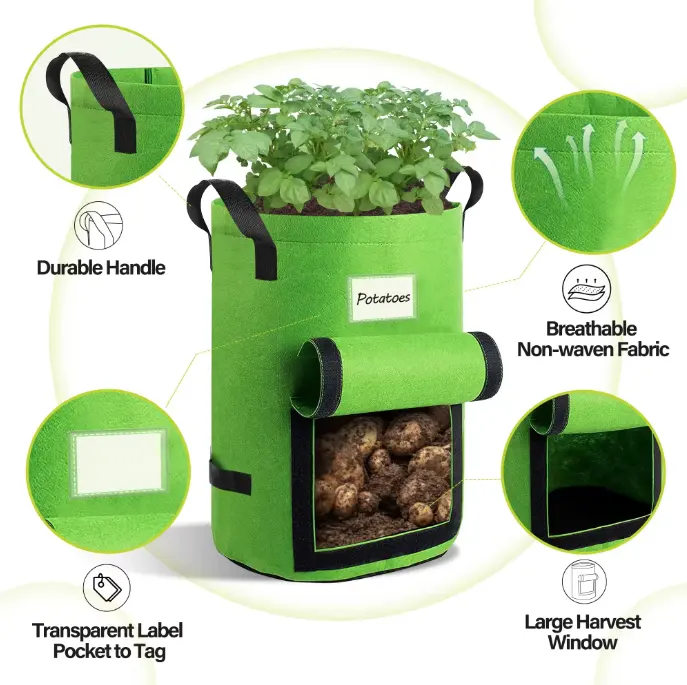 Bolsas de cultivo de plantas de Venta caliente Maceta de patatas Bolsas de cultivo de verduras Bolsa de jardín vertical plántulas para el jardín del hogar