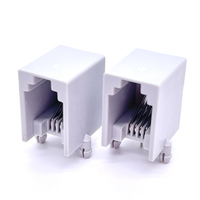 Conector de Red Ethernet RJ11 Soulin RJ-255140HL de Latón para Montaje en Panel, Conector de Cable de Red para PCB