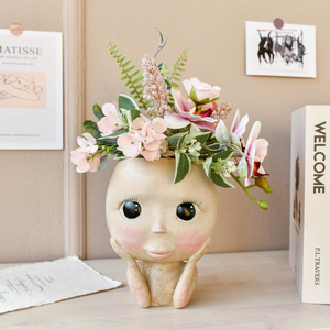 Florero de cara humana decoración chica cara <span class=keywords><strong>cabeza</strong></span> planta jarrón maceta figura artesanía almacenamiento jarrón decorativo cara para decoración del hogar - Product Image 5