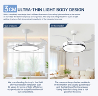Ventilateur de plafond moderne avec lustre LED, télécommande, moteur DC 6 vitesses, 7 pales, température de couleur 3500K/5000K/2700K, CRI 95 élevé, chambre à coucher