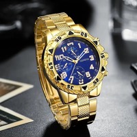 Montre à quartz QW056 pour homme, chronographe de luxe, style dessin animé, en acier inoxydable de Shanghai, avec verre de cristal, lumière bleue, 45 mm, avec boîte