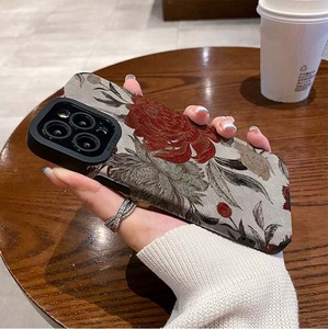 เคสโทรศัพท์มือถือลายดอกไม้<span class=keywords><strong>สี</strong></span><span class=keywords><strong>เทา</strong></span>แดงพิมพ์ลายหนังเทียม TPU สำหรับ <span class=keywords><strong>iPhone</strong></span> X Xr 11 12 13 14 15 16 17 18 Pro Max - Product Image 5