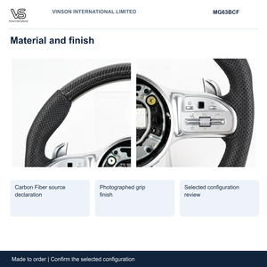 Volant en fibre de carbone pour Mercedes-Benz Classe G, configuration sélectionnée Open Center MG63BCF - Product Image 3
