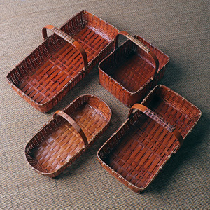 Bamboo Woven <b>Basket</b> Rectangle Handmade <b>Storage</b> Kitchen Home Office Use - Product Image 1