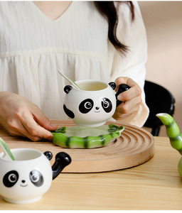 Juego de Tazas de Café de Cerámica con Diseño de Panda Esmaltado, 15 Piezas, con Tapa 3D de Panda y Cuchara, para Amantes de los Pandas - Product Image 5