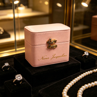 Étui à bijoux portable en velours fait main avec logo personnalisé, fermeture à fermoir pour ranger bagues et boucles d'oreilles, couleur personnalisable