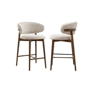 Chaise de bar haute de conception européenne de luxe avec dossier, structure en bois, pour bar à domicile - Product Image 1