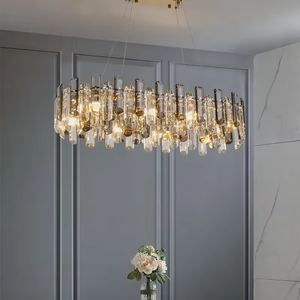 Modern Home Decorative Large Wedding Hall Glossy Rectangle Rain Drop <b>Crystal</b> <b>Chandelier</b> - Product Image 5