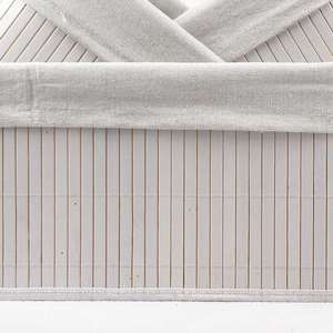 Precio barato hecho a mano grande rectangular de bambú natural almacenamiento tejido de cesta con forro de algodón conjunto de 3 - Product Image 4