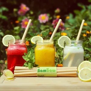 Индивидуальные Натуральные Бамбуковые соломинки, одноразовые соломинки для питья с пользовательским логотипом