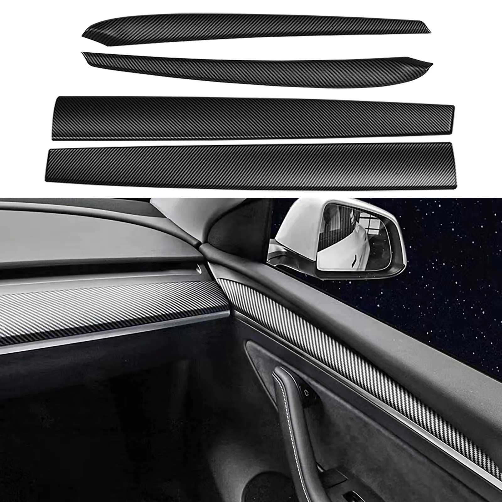 Araba iç dekorasyon çıkartmaları merkezi konsol Tesla modeli 3 Y ABS plastik için kapı pervazı pano paneli kapak