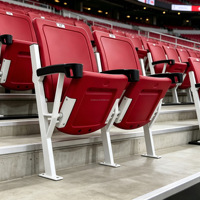 Sièges de stade sportifs fixes au sol, en HDPE, pliables, avec porte-gobelet, ignifuges, anti-vandalisme, résistants aux intempéries
