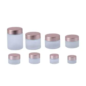 5G ~ 100G Matte Rose Vàng Frosted Kem Lọ Thủy Tinh Đựng Mỹ Phẩm Trang Điểm Jar Rỗng Cho Các Loại Kem Và các Loại Kem