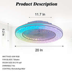مروحة سقف ذكية LED مع إضاءة قابلة للتعتيم وتحكم عن بعد، 6 سرعات، مناسبة لغرف النوم وغرف المعيشة والفنادق، من المصنع مباشرة - Product Image 3