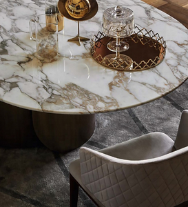 Set Tavolo da Pranzo Moderno per Arredamento Casa, Tavolo <span class=keywords><strong>Rotondo</strong></span> in <span class=keywords><strong>Marmo</strong></span> con Sedie, Produttore di Pietra/<span class=keywords><strong>Marmo</strong></span>, 1 Pezzo - Product Image 6