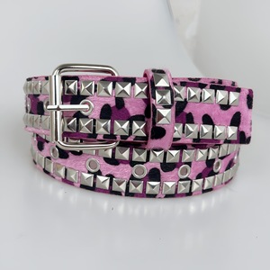 <span class=keywords><strong>Ceinture</strong></span> en cuir pyramidale en mohair à imprimé léopard pour cow-boys et cow-girls du western, <span class=keywords><strong>ceinture</strong></span> punk rock en métal <span class=keywords><strong>cloutée</strong></span> Y2K pour femmes - Product Image 2