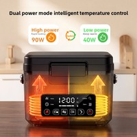 Nouvelle boîte à lunch portable sans fil auto-chauffante en acier inoxydable isolée, 1-2L, double alimentation, pour étudiants et usage domestique