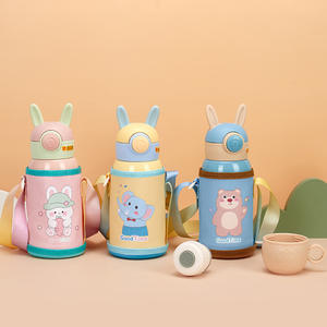 थर्मस स्ट्रॉ बोतल 316 स्टेनलेस स्टील प्यारा कार्टून खरगोश का पट्टा चाय बच्चों की केतली थोक पोर्टेबल पर्यावरण अनुकूल पीसी - Product Image 6