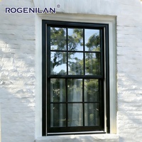Fenêtres coulissantes verticales en verre trempé double de style américain Rogenilan, fenêtres à simple battant en aluminium pour l'extérieur, ventilées