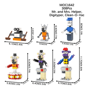 Ours de minuit FNAF MOC1642 <span class=keywords><strong>Mr</strong></span> et Mrs Helper Digityper Clean-O-Vac Jeux Mini blocs de construction Ensembles Jouets éducatifs pour enfants - Product Image 2