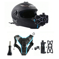Support de fixation pour mentonnière de casque de moto intégral, support de téléphone portable pour prise de vue en vue à la tierce personne pour GoPro Hero/DJI