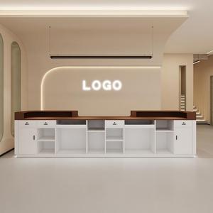 Ánh sáng hiện đại gỗ sang trọng Thẩm mỹ viện bàn tiếp tân cao cấp sơn mài tùy chỉnh dịch vụ truy cập - Product Image 5