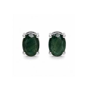 Manufacturer 925 Sterling Silver <b>Emerald</b> Oval Solitaire <b>Stud</b> Earrings for Women - Product Image 3