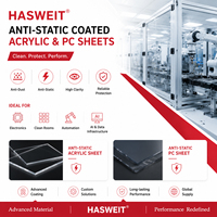 Plaque acrylique antistatique résistante aux produits chimiques HUASHUAITE, panneau PMMA ESD pour fenêtres de salles blanches de laboratoires électroniques