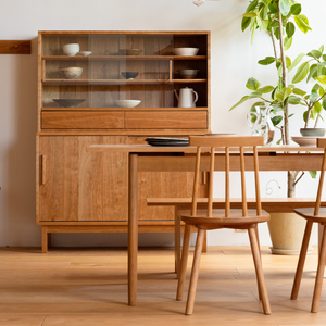 Solid Wood Sliding Door <b>Sideboard</b> North American Cherry Wood Living Room <b>Storage</b> Cabinet with Modern Design - Product Image 1