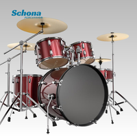 Beginner Professional Adjustable Wood Drum Set 5-Piece 2/3/4 Cymbal Poplar PVC Construction Practice Performance Percussion