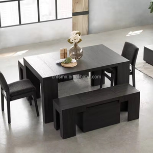 Mesa Transformable <span class=keywords><strong>2023</strong></span>, <span class=keywords><strong>Nuevo</strong></span> Diseño, 300 cm <span class=keywords><strong>de</strong></span> Longitud, Mesa <span class=keywords><strong>de</strong></span> Cocina y Comedor con Base Acanalada, Extensible, Juego <span class=keywords><strong>de</strong></span> Mesa y Bancos para Cocina - Product Image 1