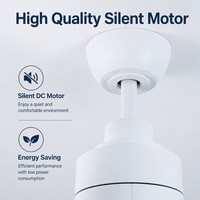 Ventilateur de plafond blanc moderne de 32 pouces avec lumière LED et télécommande, ventilateur à moteur DC ultra silencieux pour chambre à coucher