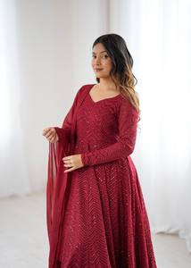Elegant Georgette Anarkali Dress Women Designer Long <b>Flared</b> Suit Indian Wedding Party Wear Traditional Ethnic Outfit Quick Dry - Product Image 6